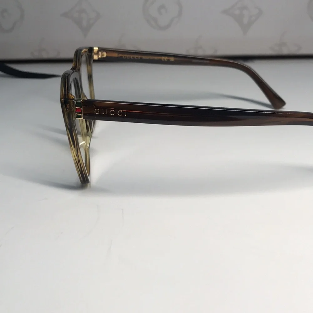 New Authentic Gucci GG0452O 004 Eyeglasses Brown Havana Oversized Square Frames